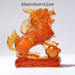 Buddha Gift Feng Shui Kirin Handmade Liuli Crystal Art Piece Fortune Home Office Decoration