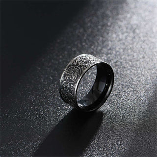 Buddha Gift Four Guardian Beast Dragon White Tiger Suzaku Basalt Carved Success Luck Ring