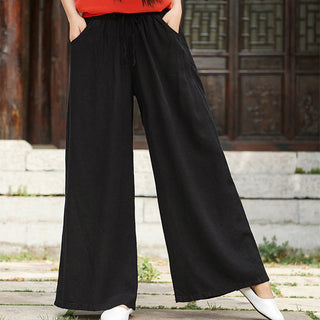 Buddha Gift Plain Wide Leg Pants Dance Women's Yoga Pants With Pockets