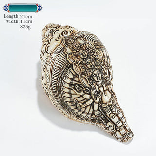 Buddha Gift Tibetan Handmade Engraved Shankha Buddha Avalokitesvara Conch Shell Wealth Decoration