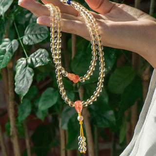 Buddha Gift 108 Mala Beads 925 Sterling Silver Natural Citrine Red Agate White Jade Prosperity Charm Bracelet