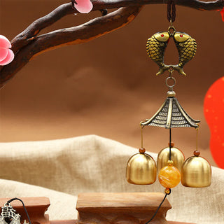 Buddha Gift Feng Shui Copper Coin Koi Fish Bagua Kirin Wind Chime Bell Luck Wall Hanging Decoration