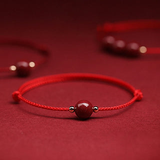 Buddha Gift Natural Lucky Cinnabar Bead Blessing String Bracelet Anklet