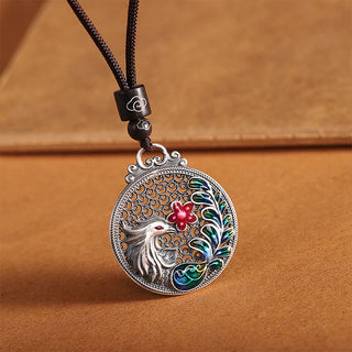 Buddha Gift 990 Sterling Silver Phoenix Luck Protection Necklace Pendant