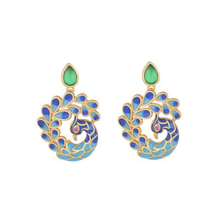 Buddha Gift Natural White Peacock Green Agate Fortune Earrings