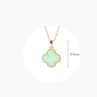 Buddha Gift Four Leaf Clover Jade Pattern Luck Necklace Pendant