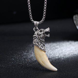 Buddha Gift Imitation Wolf Tooth Titanium Steel Balance Necklace Pendant