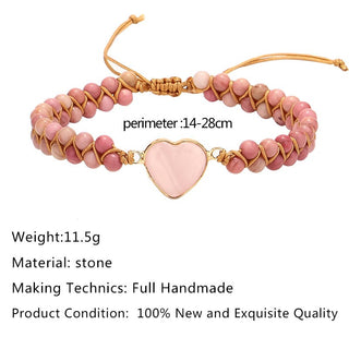 Buddha Gift Natural Rhodonite Love Heart Healing Bracelet