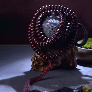 Buddha Gift Natural Tibet 108 Mala Beads Purple Bodhi Seed Wealth Bracelet