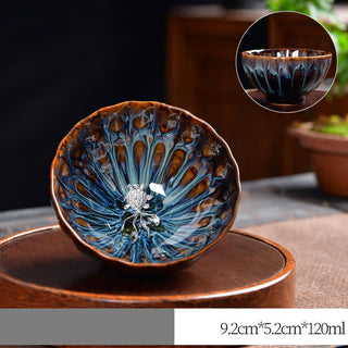Buddha Gift Lotus Peacock Dragon Phoenix Koi Fish Ceramic Teacup Inlaid Tea Cups 120ml