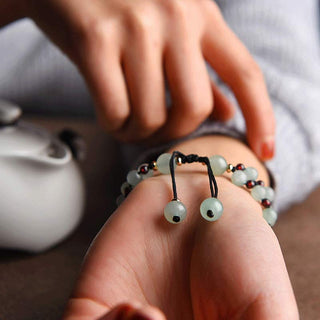 Buddha Gift Green Aventurine Garnet Bead Flower Petal Luck Bracelet