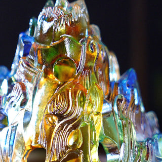 Buddha Gift Liuli Crystal Mountain Healing Meditation Incense Burner