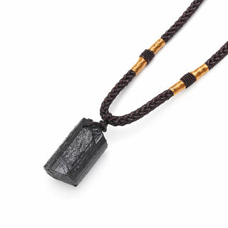 Buddha Gift Natural Black Tourmaline Positive Rope Necklace Pendant