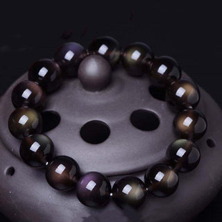 Buddha Gift Natural Rainbow Obsidian Positive Bracelet