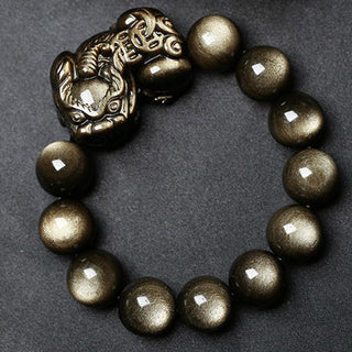 Buddha Gift FengShui PiXiu Golden Obsidian Protection Bracelet