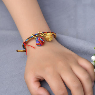 Buddha Gift Colorful Rope Luck Handmade Zongzi Golden Ball Charm Bracelet