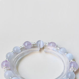 Buddha Gift 925 Sterling Silver Natural Amethyst Cat's Eye Spiritual Awareness Star Bracelet
