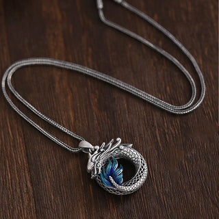 Buddha Gift 999 Sterling Silver Year Of The Dragon Auspicious Peace Buckle Carved Success Necklace Pendant