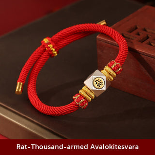 Buddha Gift 999 Sterling Silver Chinese Zodiac Natal Buddha Red Rope Luck Strength Handcrafted Kids Bracelet