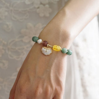Buddha Gift Jade Sea shell Ruyi Lock Luck Bracelet