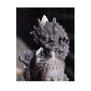 Buddha Gift Dragon Buddha Auspicious Clouds Purple Clay Healing Incense Burner Decoration