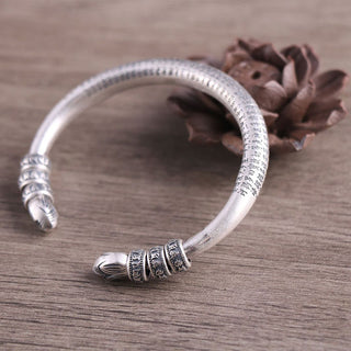 Buddha Gift 999 Sterling Silver Heart Sutra Om Mani Padme Hum Engraved Peace Purity Bracelet Bangle