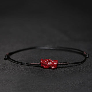 Buddha Gift Handmade Plum Blossom Four Leaf Clover PiXiu Lotus Koi Fish Cinnabar Blessing Braid Bracelet