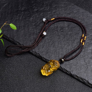 Buddha Gift FengShui Citrine PiXiu Wealth Necklace Pendant