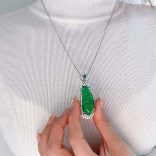 Buddha Gift Fortune Bean Cyan Jade Luck Necklace Pendant