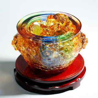 Buddha Gift Handmade Liuli Crystal Treasure Bowl Art Piece Home Decoration