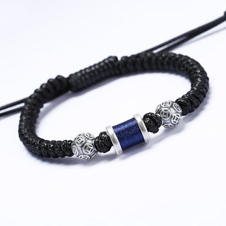 Buddha Gift 999 Sterling Silver Copper Coin Bead Copper Balance Braided String Bracelet