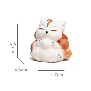 Buddha Gift Mini Nine Tailed Fox Purple Clay Luck Desk Decoration
