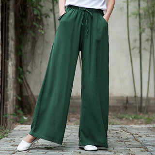 Buddha Gift Plain Wide Leg Pants Dance Women's Yoga Pants With Pockets