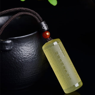 Buddha Gift Heart Sutra Citrine Happiness Strength Necklace Pendant
