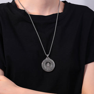 Buddha Gift Heart Sutra Buddha Carved Peace Buckle Design Serenity Rotatable Necklace Pendant