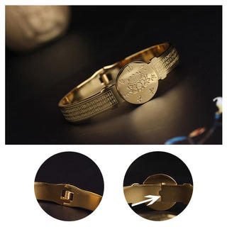 Buddha Gift Yin Yang Lotus Om Mani Padme Hum Mantra Titanium Steel Harmony Bracelet Bangle
