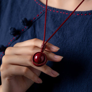 Buddha Gift Cinnabar Om Mani Padme Hum PiXiu Blessing Lucky Bead Necklace Pendant