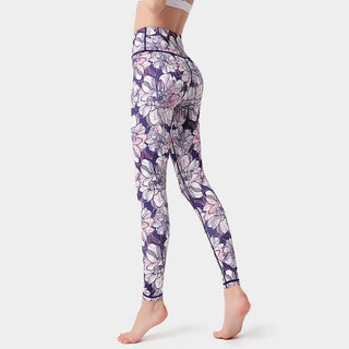Buddha Gift Colorful Flower Petal Leaves Print Sports Exercise Fitness High Waist Leggings Women's Yoga Pants