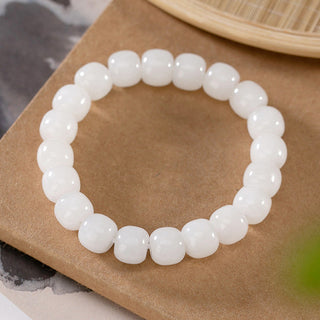 Buddha Gift Hetian White Jade Happiness Blessing Bracelet