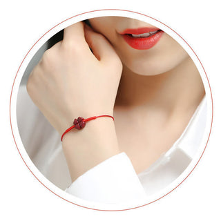 Buddha Gift Handmade Plum Blossom Four Leaf Clover PiXiu Lotus Koi Fish Cinnabar Blessing Braid Bracelet