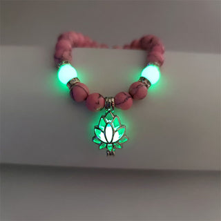 Buddha Gift Tibetan Turquoise Glowstone Luminous Bead Lotus Protection Bracelet