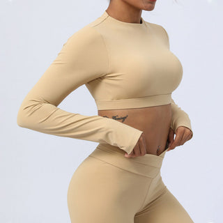 Buddha Gift 2Pcs Long Sleeve Backless Top Bra Leggings Pants Fitness Yoga Outfit Set