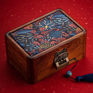 Buddha Gift Retro Handmade Floral Pattern Rosewood Jewelry Storage Box Lockable Wooden Gift Organizer Box