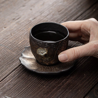 Buddha Gift Lotus Pod Leaf Flower Auspicious Clouds Ceramic Teacup Kung Fu Tea Cup