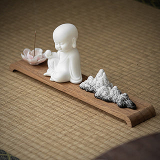 Buddha Gift Lotus Flower Tathagata Kwan Yin Avalokitesvara Ksitigarbha Meditation Ceramic Stick Incense Burner Decoration