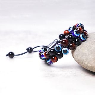 Buddha Gift Evil Eye Hematite Tiger Eye Protection Beaded Bracelet