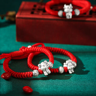 Buddha Gift 999 Sterling Silver Chinese Zodiac Red Rope Luck Handcrafted Kids Bracelet