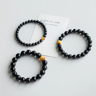 Buddha Gift Natural Rainbow Obsidian Tiger Eye Positive Love Bracelet