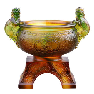 Buddha Gift Handmade Liuli Crystal PiXiu Treasure Bowl Art Piece Home Decoration