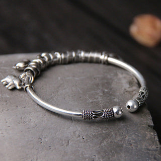 Buddha Gift 925 Sterling Silver Elephant Strength Bracelet Bangle